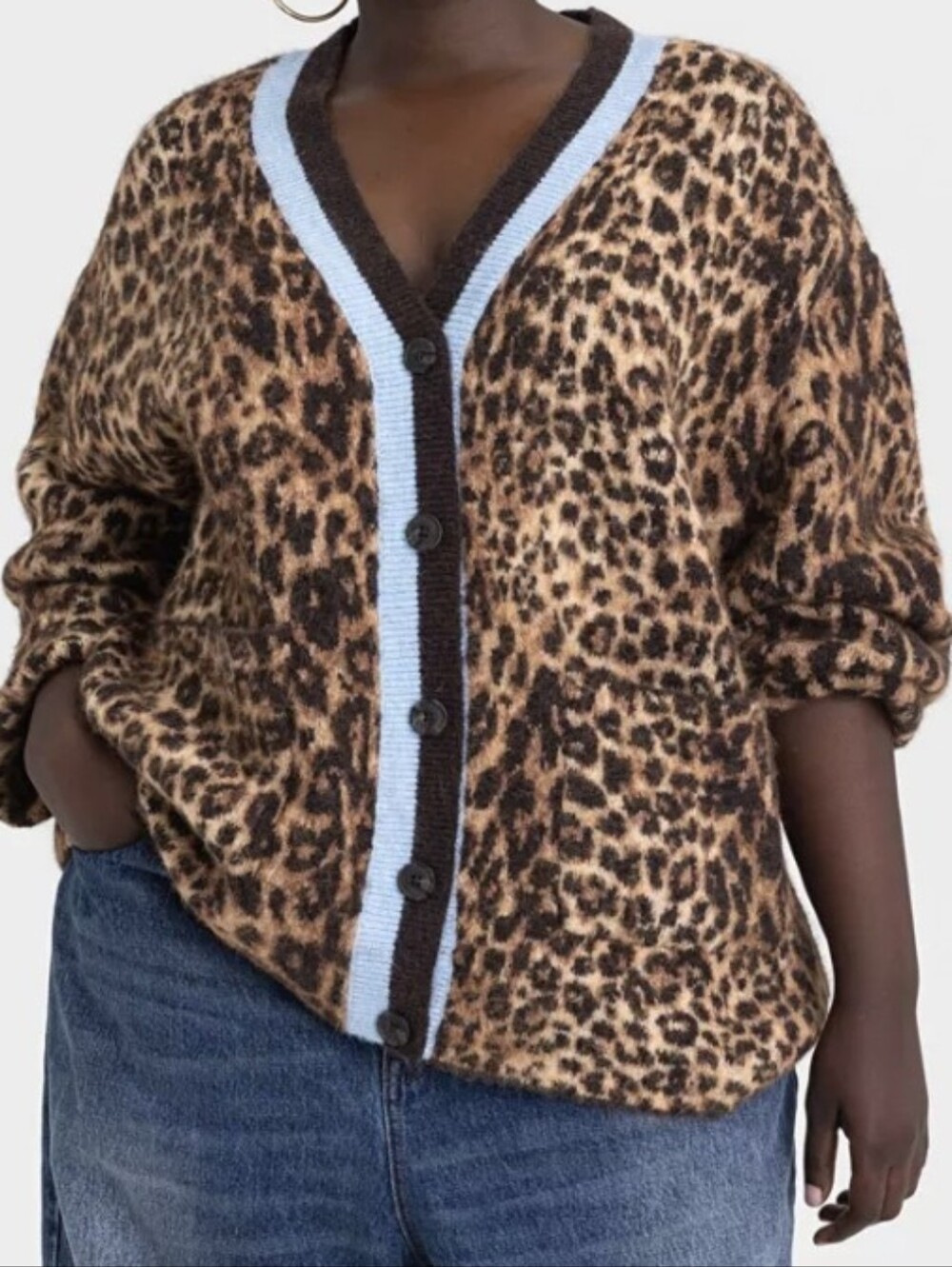 💥KBB by KAHLANA Women’s The Slouchy Cardigan Tan Leopard Size L Sold Out